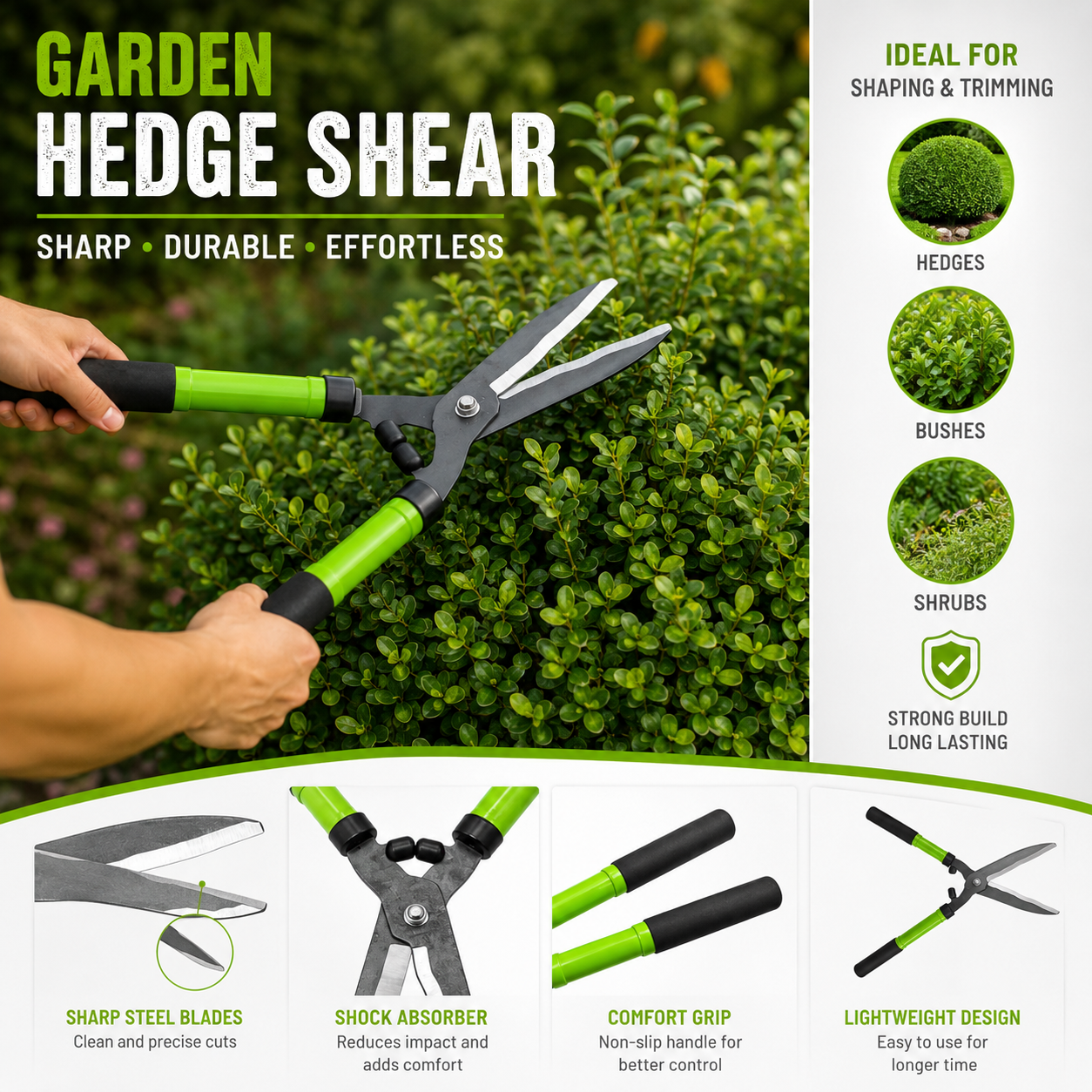 Hedge Shears with Non-Slip Foam Handles