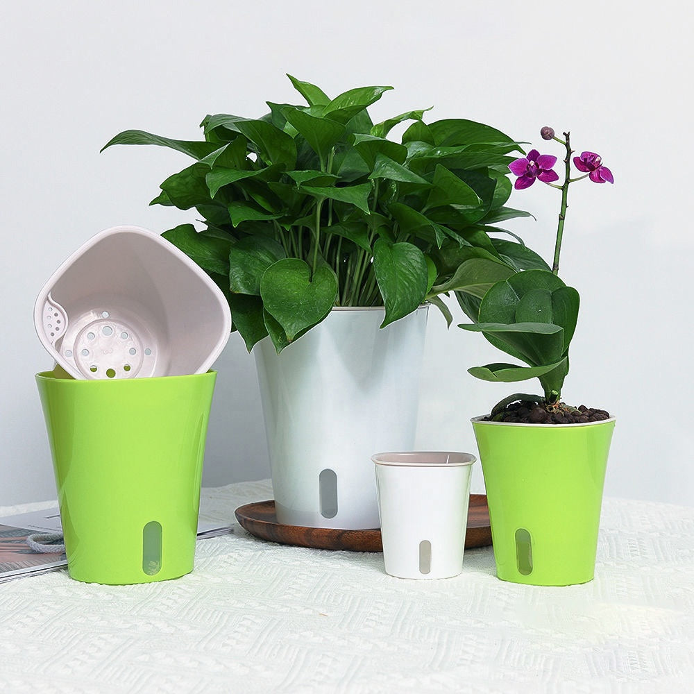 Dual-Layer Wick Self-Watering Pot