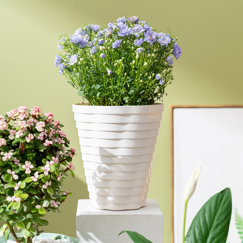 Tall Ribbed Plastic Flower Pot - PlantMart.pk
