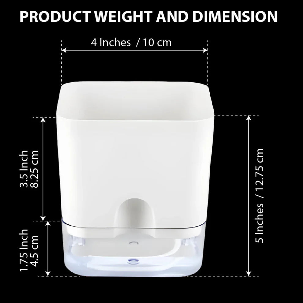 Modern 2-Inch Square Self-Watering Pot for Indoor Plants – PlantMart.pk